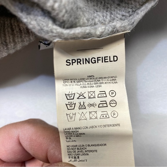 Springfield Original Lambswool Women’s V Neck Grey Long Sleeve Sweater Size L - Picture 8 of 8